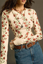 Floral Long Sleeve T-Shirt: WINE / L