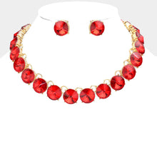 Peach Rose Gold Round Stone Link Evening Necklace