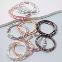 Silver Five Piece Rhinestone Stretch Bracelet Set