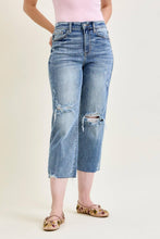 Light High Waist Judy Blue Jeans w/ Destroy Crop Wide Leg