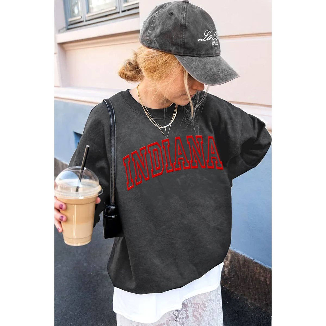 Mineral Black Indiana Puff Graphic Sweatshirt