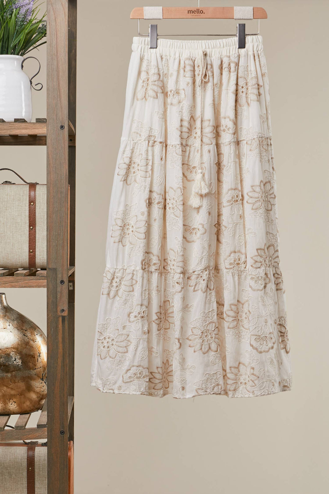 Ivory Heirloom Garden Embroidered Mello Maxi Skirt