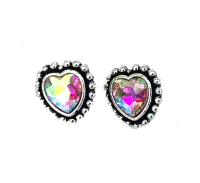 Western Crystal Heart Stud Earring