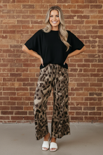Brown Camo Drawstring Wide Leg Pants