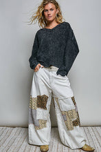 Black Vintage Thermal Micro-Check Waffle Knit Solid POL Top