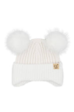 C.C Baby Fur Earflap Pompom Beanie: Beige