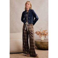 Brown Plaid Check Wide Leg Pants