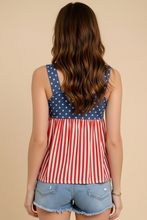 Red Patriotic American Flag Babydoll Tank Top