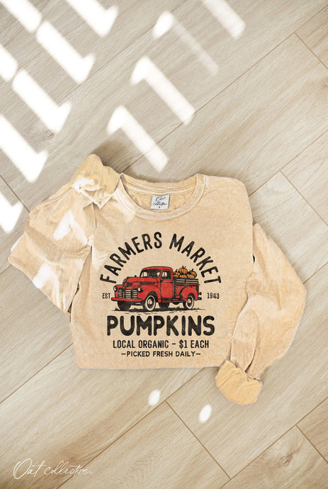 FARMERS MARKET  Mineral Washed Long Sleeve Graphic Top