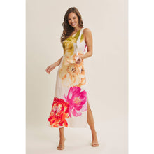Cream Multi One Shoulder Floral Midi Dress