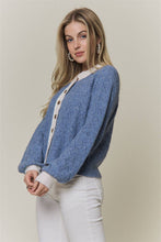 CONTRAST SCALLOP TRIM SWEATER CARDIGAN Latte