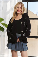Black Button Down Sequins Cardigan