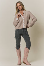 CONTRAST SCALLOP TRIM SWEATER CARDIGAN Latte