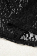 Black Leopard Pattern Sheer Mesh Long Sleeve Top