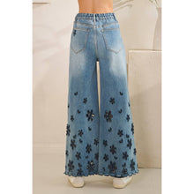 Denim Washed Flower Cutouts Oli+Hali Pants