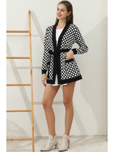 Black White Plaid Long Sleeve Short Cardigan