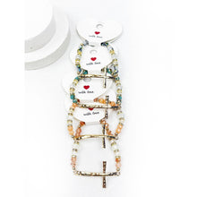 Hammered Cross Bead Stretch Bracelet: MIX COLOR / ONE(12)