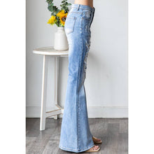 Denim Stud Detail Distressed Stretchy Flare Oli+Hali Jeans