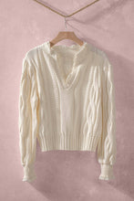 Ivory Lace Trim Cable Knit Pullover Urban Daizy Sweater