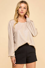 Champagne Shimmer Long Sleeve Blouse