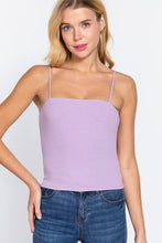 Celadon Green Straight Neck Two Ply Rib Knit Cami Top
