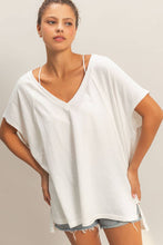 Off White Oversized V-Neck Mineral Washed Top