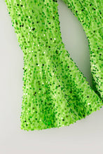 Merry Grinchmas pink bell sleeve top and green sequins bell bottoms