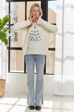 Ivory Round Neck Christmas Tree Sweater