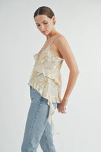 Gold Metallic Asymmetrical Ruffle Cami Top