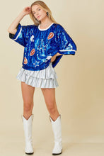 Blue Game Day Sequin Top