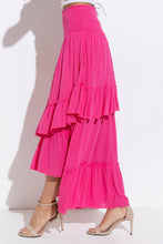 Fuchsia Smocked Chevron Ruffle Layered Two Way Dress Skirt