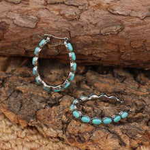 Round Western Turq Stone Hoop Earrings