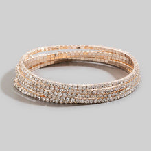 Silver Five Piece Rhinestone Stretch Bracelet Set