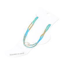 Gold White Pearl Accent Beaded Layered Chain Anklet