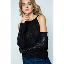 Black Cold Shoulder Long Sleeve Crop Top