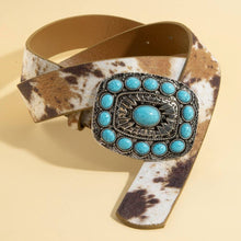 Dark Turquoise Stone Western Concho Buckle Belt