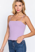 Celadon Green Straight Neck Two Ply Rib Knit Cami Top