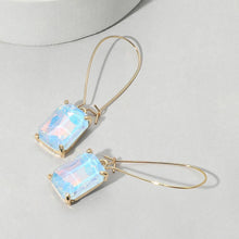 Red Emerald Cut Stone Dangle Evening Earrings