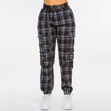 Black White High Waist Plaid Patter Joggers