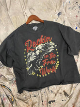 Vintage Black Rockin in the Free World  Oversized  Cropped  T- shirt