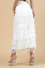 Off White Fringe Skirt-Western Fringed Piñata Midi Skirt