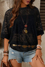 Black Sheer Floral Pattern T-Shirt