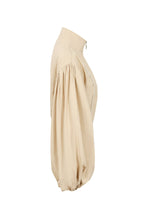 Beige Super Puffed Sleeves Piping Detail Jacket