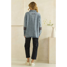 Washed Blue Zip FronT Button Down Oli+Hali Shirt