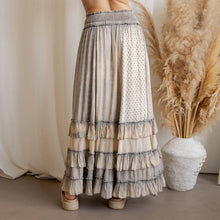 Latte Rustic Textured Smocked Waist Ruffled Tiered Maxi Skirt