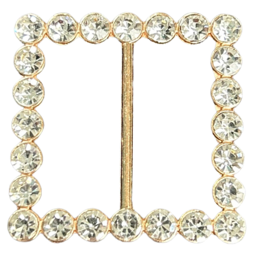 Tee Tie Gold Square with Blingy Clear Rhinestones