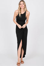 Black Solid Maxi Wrap Dress