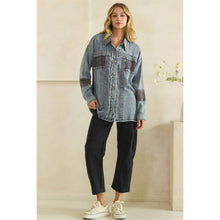 Washed Blue Zip FronT Button Down Oli+Hali Shirt