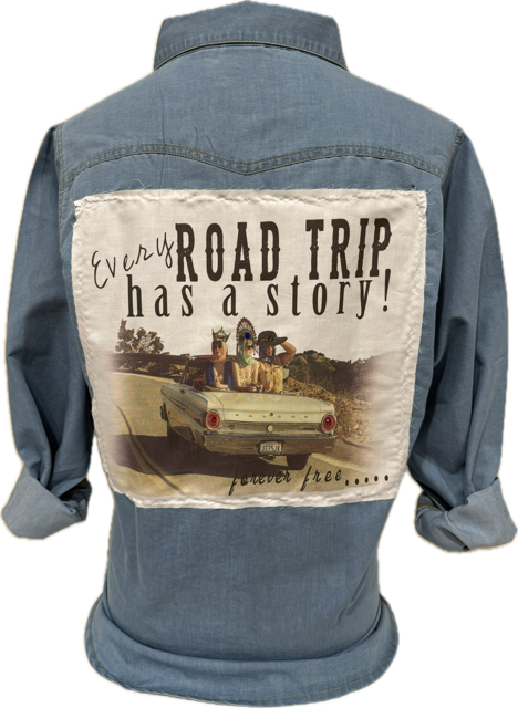Road Trip Denim Pearl Snap Chambray (with patch on back) Tee