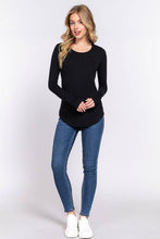 Black Long Sleeve Round Neck Rayon Spandex Jersey Top